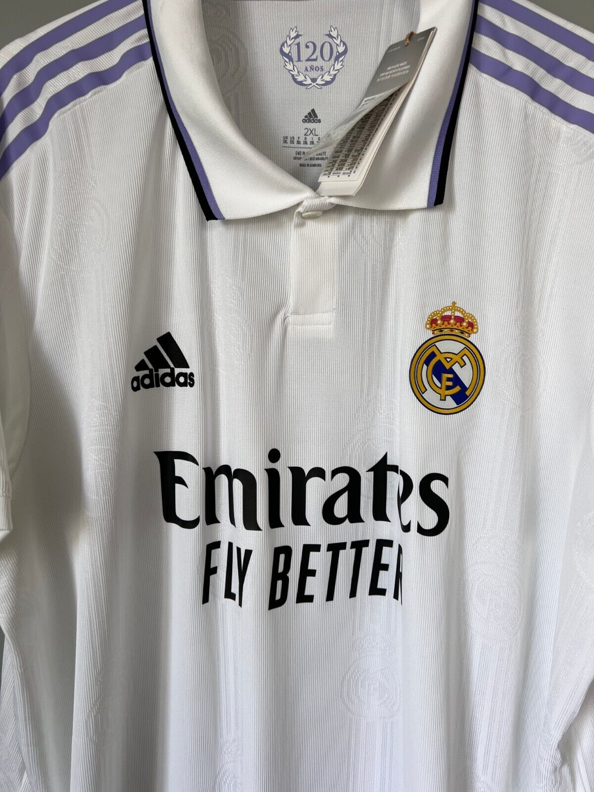 Real Madrid Jersey 22/23 Home Authentic Soccer Shirt HF0292 Adidas Mens Size 2XL