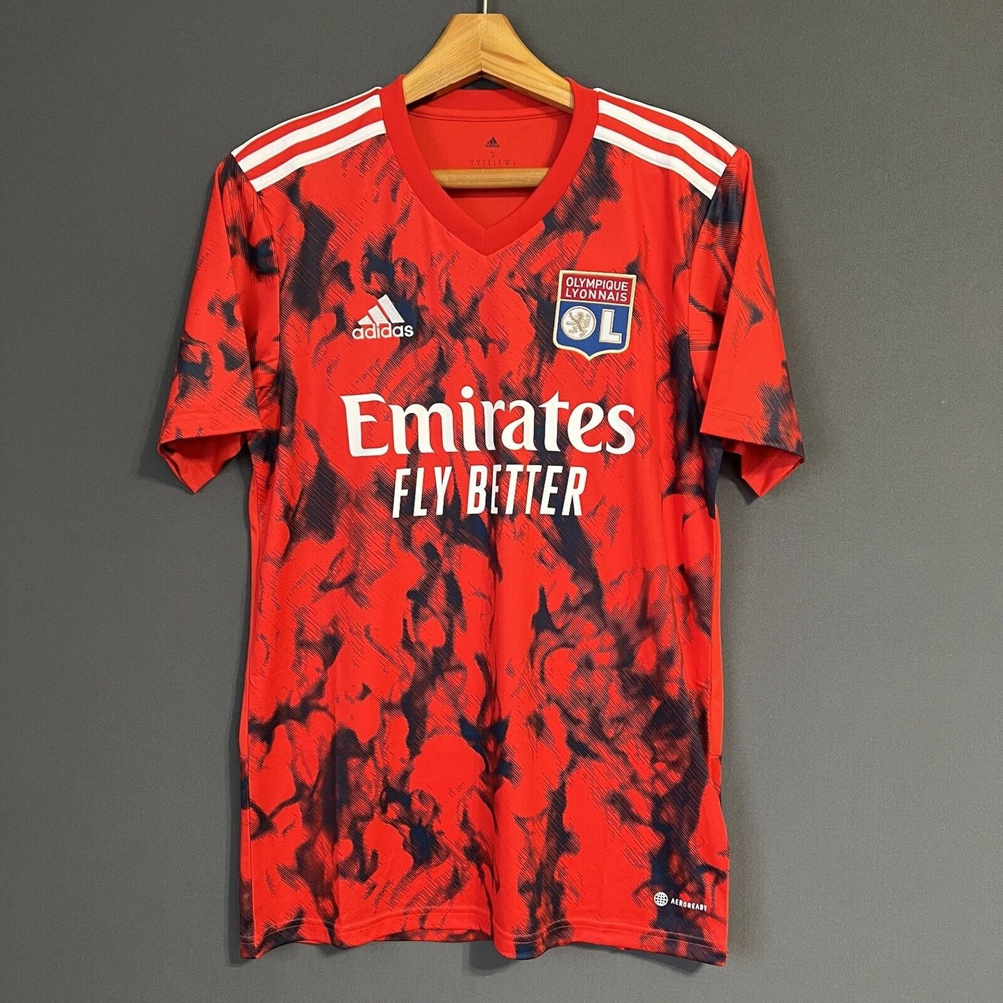 Olympique Lyon Jersey 22/23 Away Small Mens Soccer Shirt HC0967 Adidas