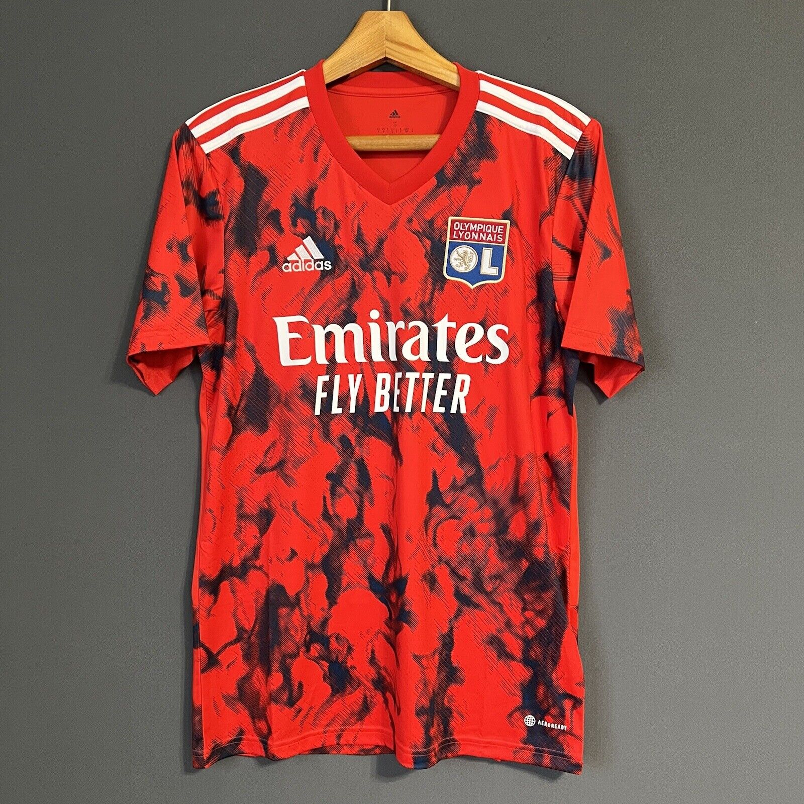 Olympique Lyon Jersey 22/23 Away Small Mens Soccer Shirt HC0967 Adidas
