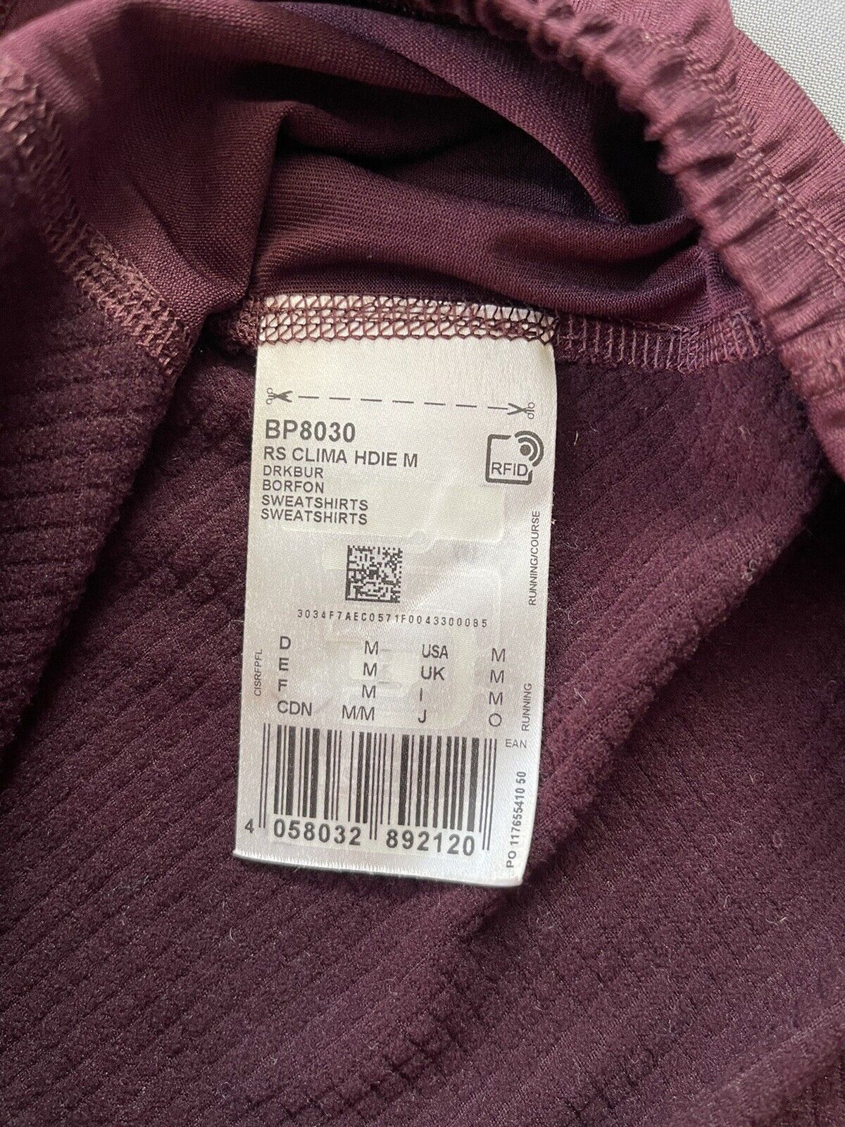 New Adidas Men's Running RS C Clima Hoodie M Pullover Sweatshirt BP8030 Size M