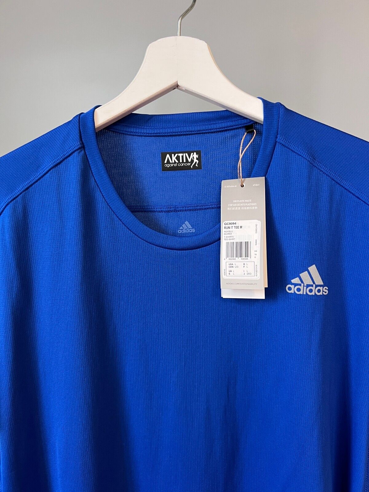 Adidas Mens Blue Running T-Shirt Size L Athletic Jersey GC9094