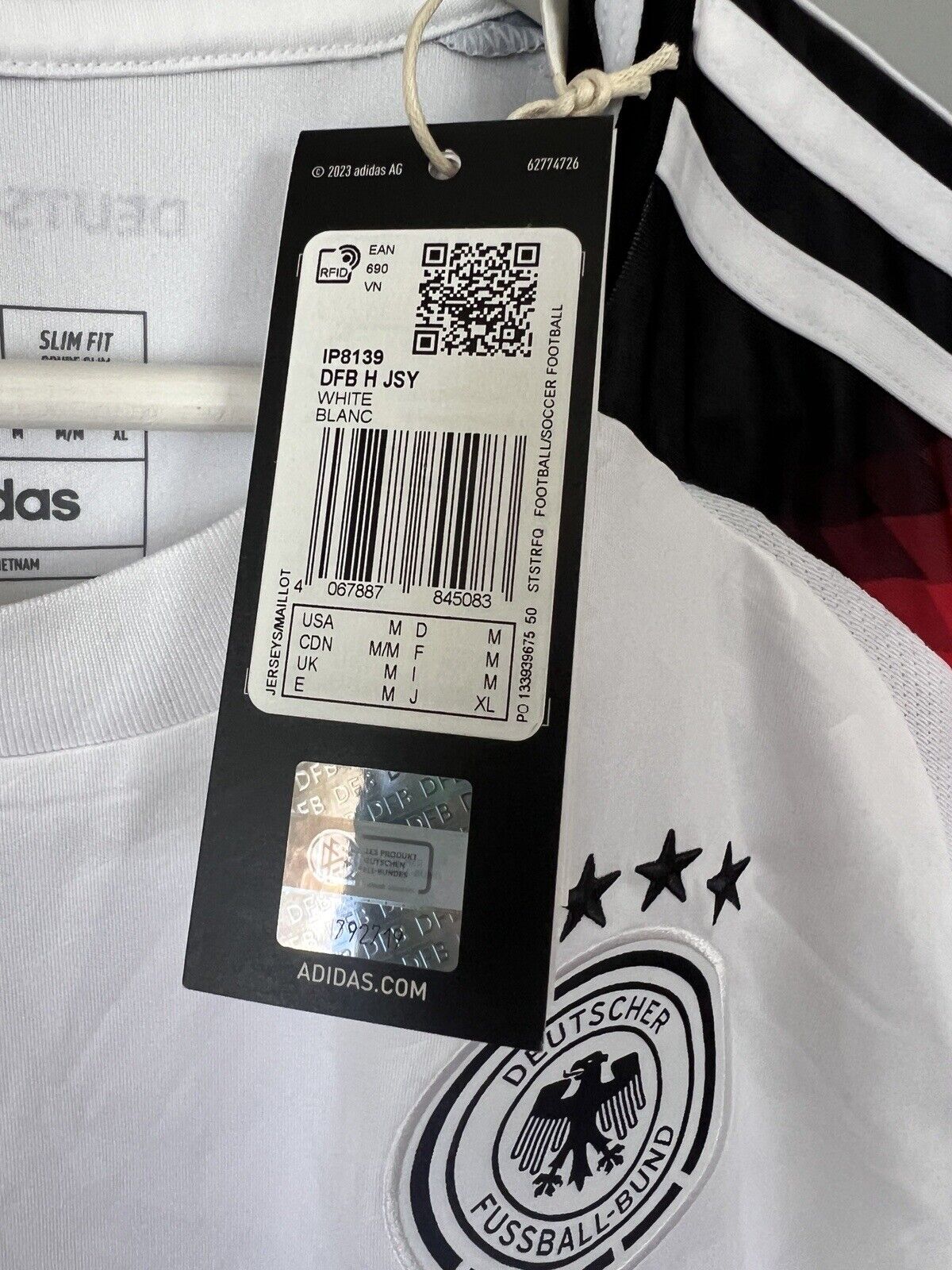 Germany Jersey 2024 Home Soccer Football Adidas IP8139 Mens Size M