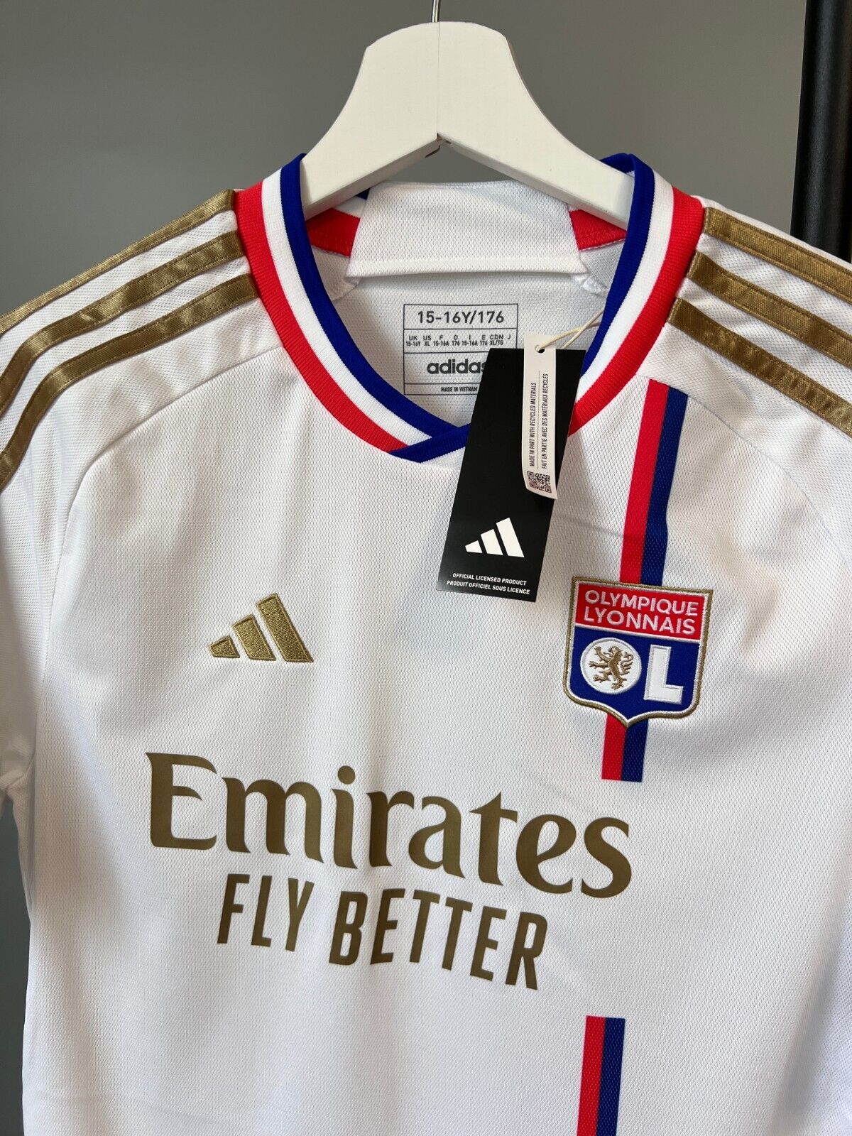 Olympique Lyonnais 23/24 Home Jersey Soccer Football Shirt Adidas Boys Size XL