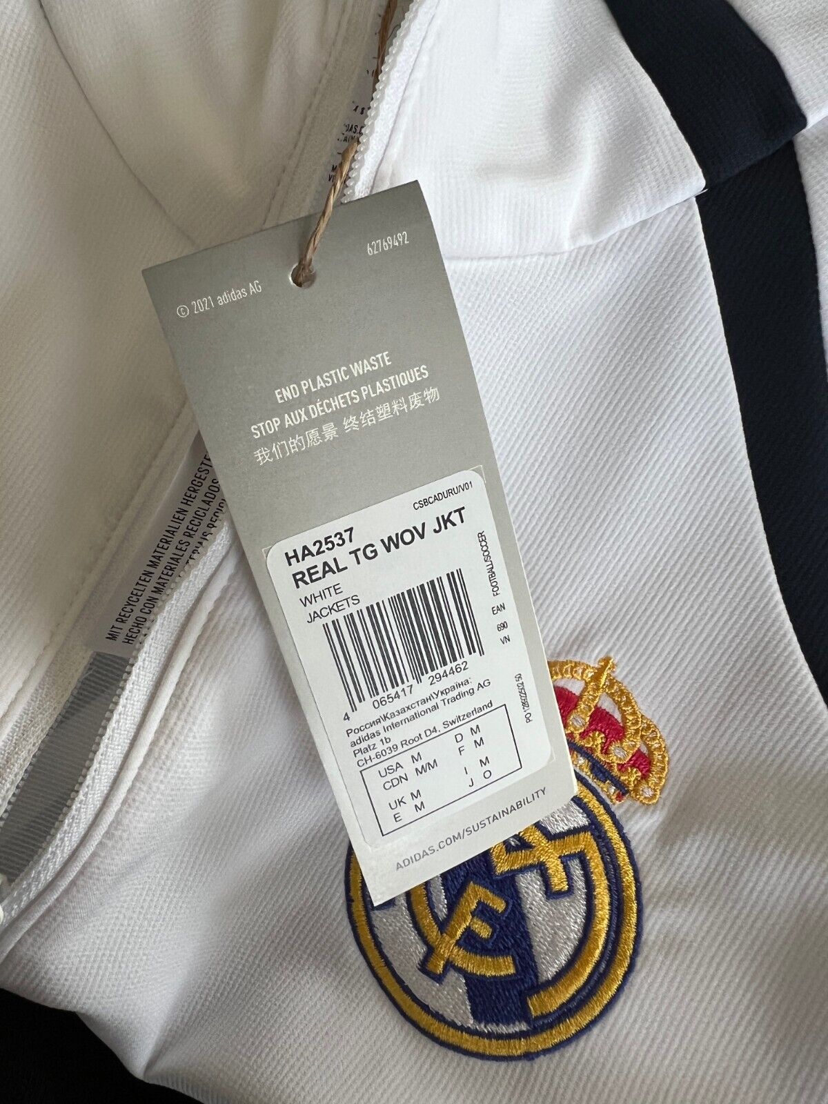 Real Madrid Teamgeist Jacket 2006 x 2021 White Soccer Adidas HA2537 Mens Size M