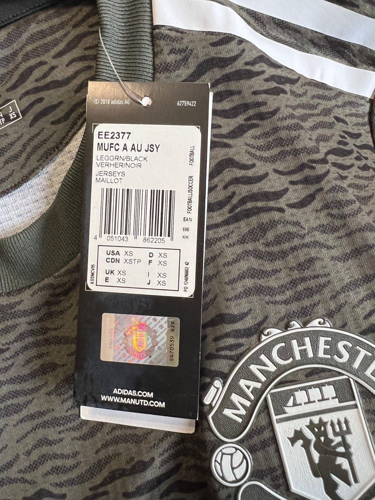 Rashford Manchester United Jersey Away 20/21 Authentic Adidas Soccer Shirt Sz XS