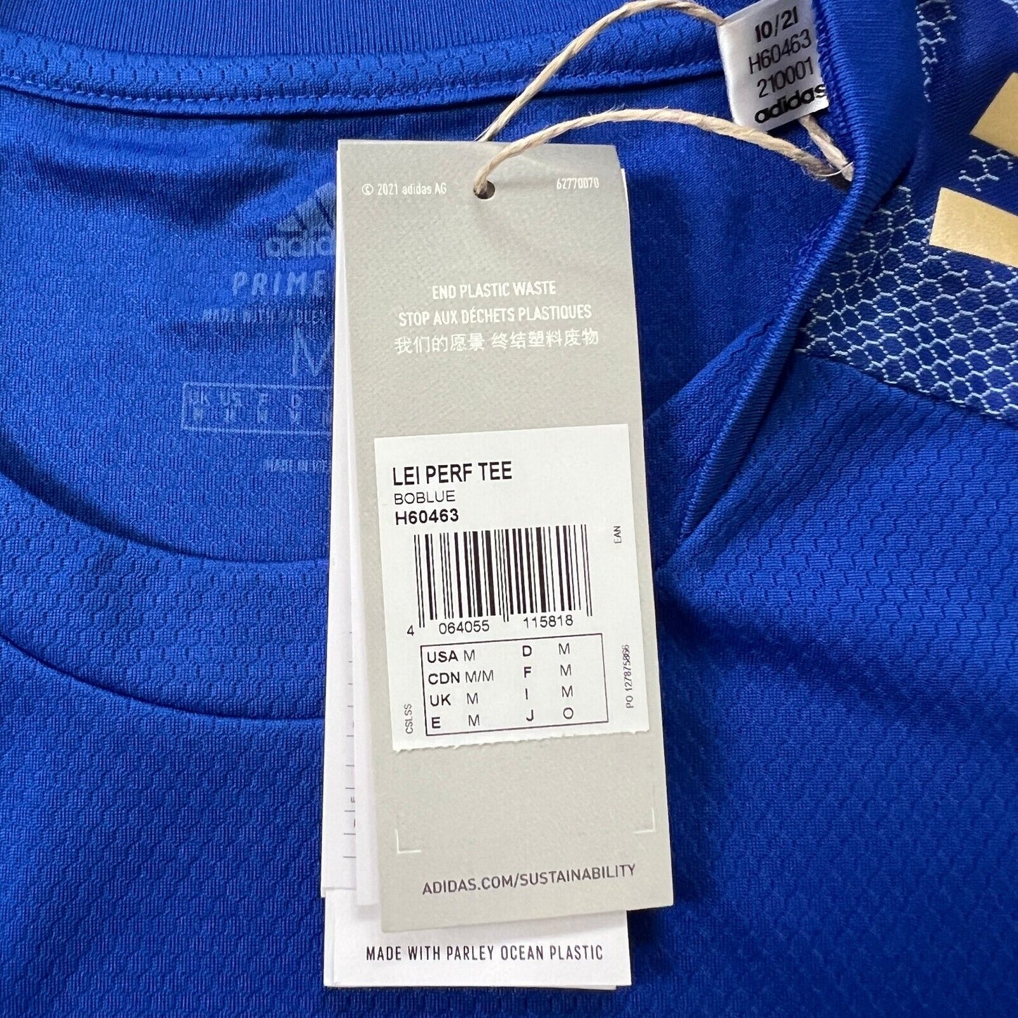 Leinster Jersey Rugby Performance Blue Shirt H60463 Adidas Mens Size M