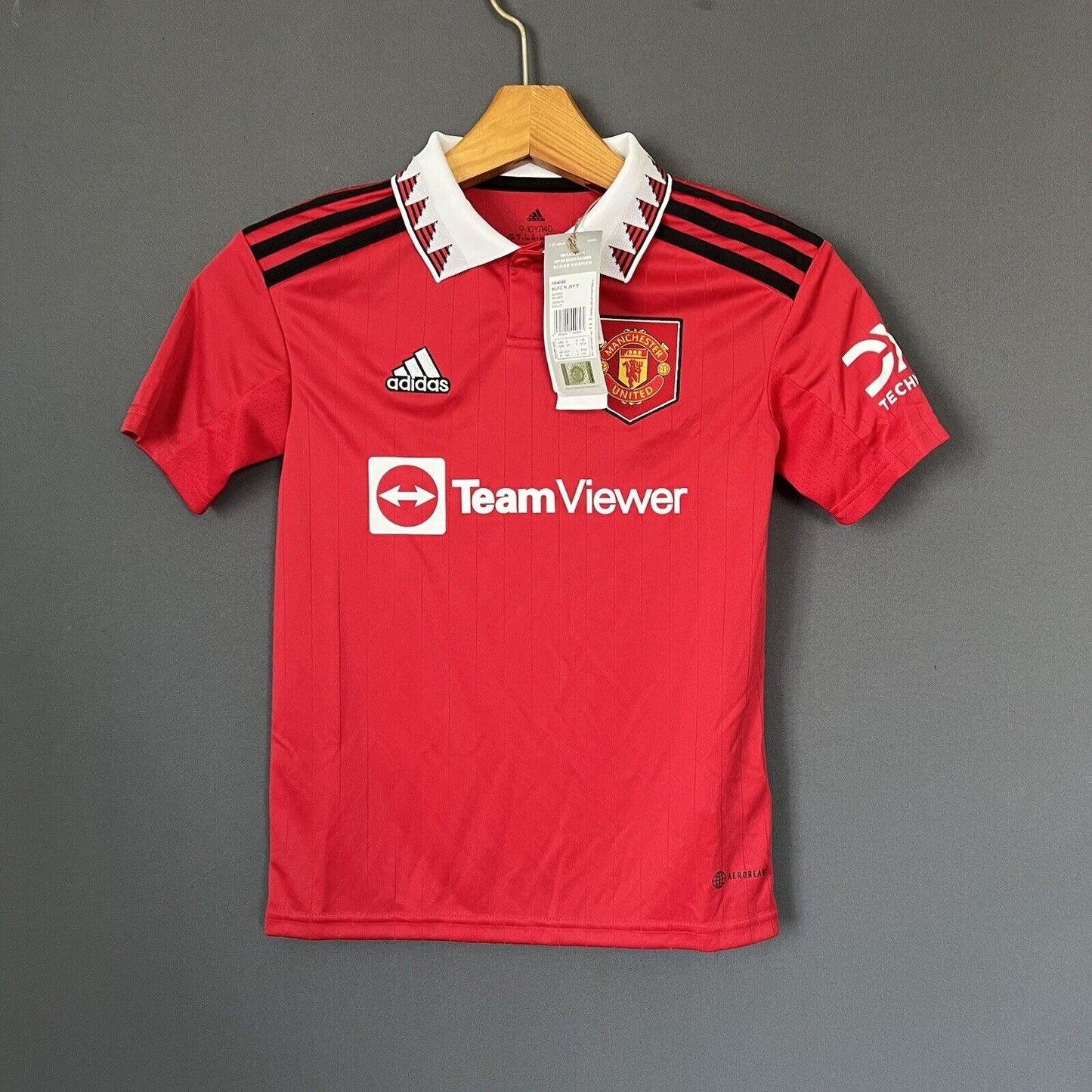 Manchester United 2022-23 Home Size S 9-10Y Boys Soccer Football Shirt Adidas