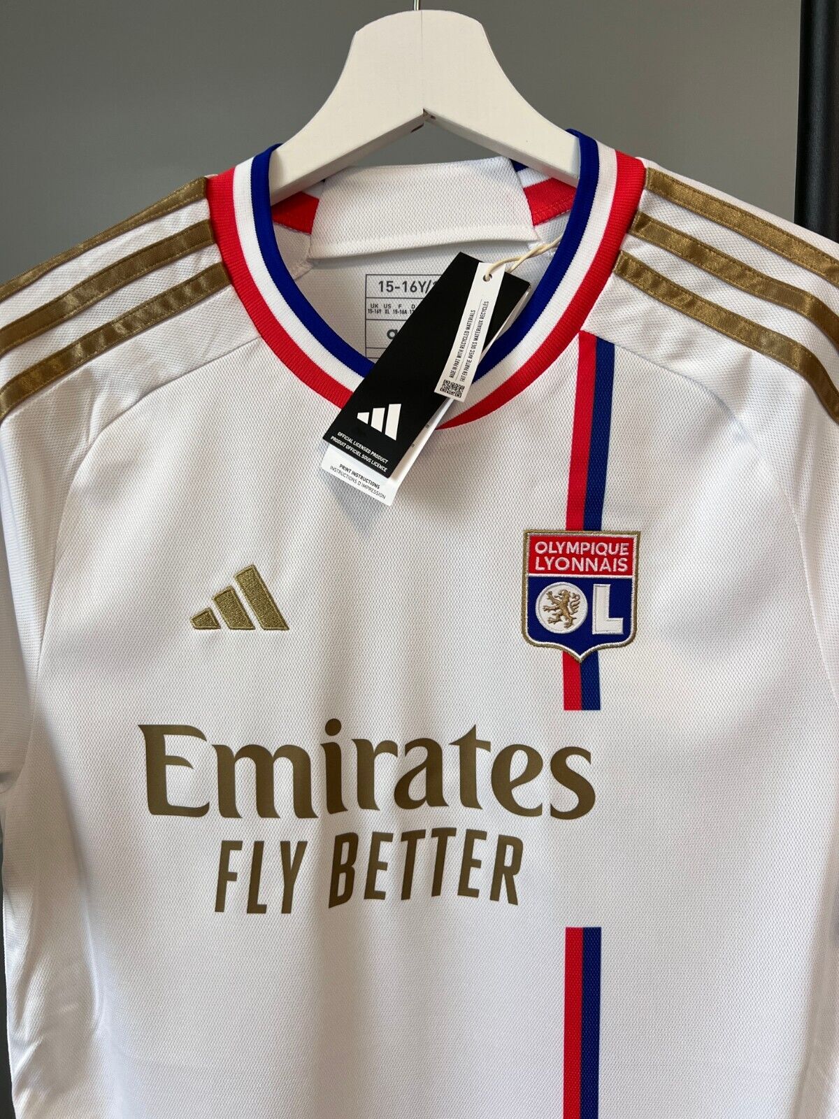 Olympique Lyonnais 23/24 Home Jersey Soccer Football Shirt Adidas Size XL Boys