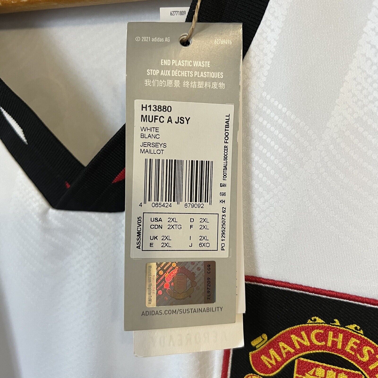 Eriksen Manchester United Jersey 2022/23 Away Adidas H13880 Football Shirt XXL