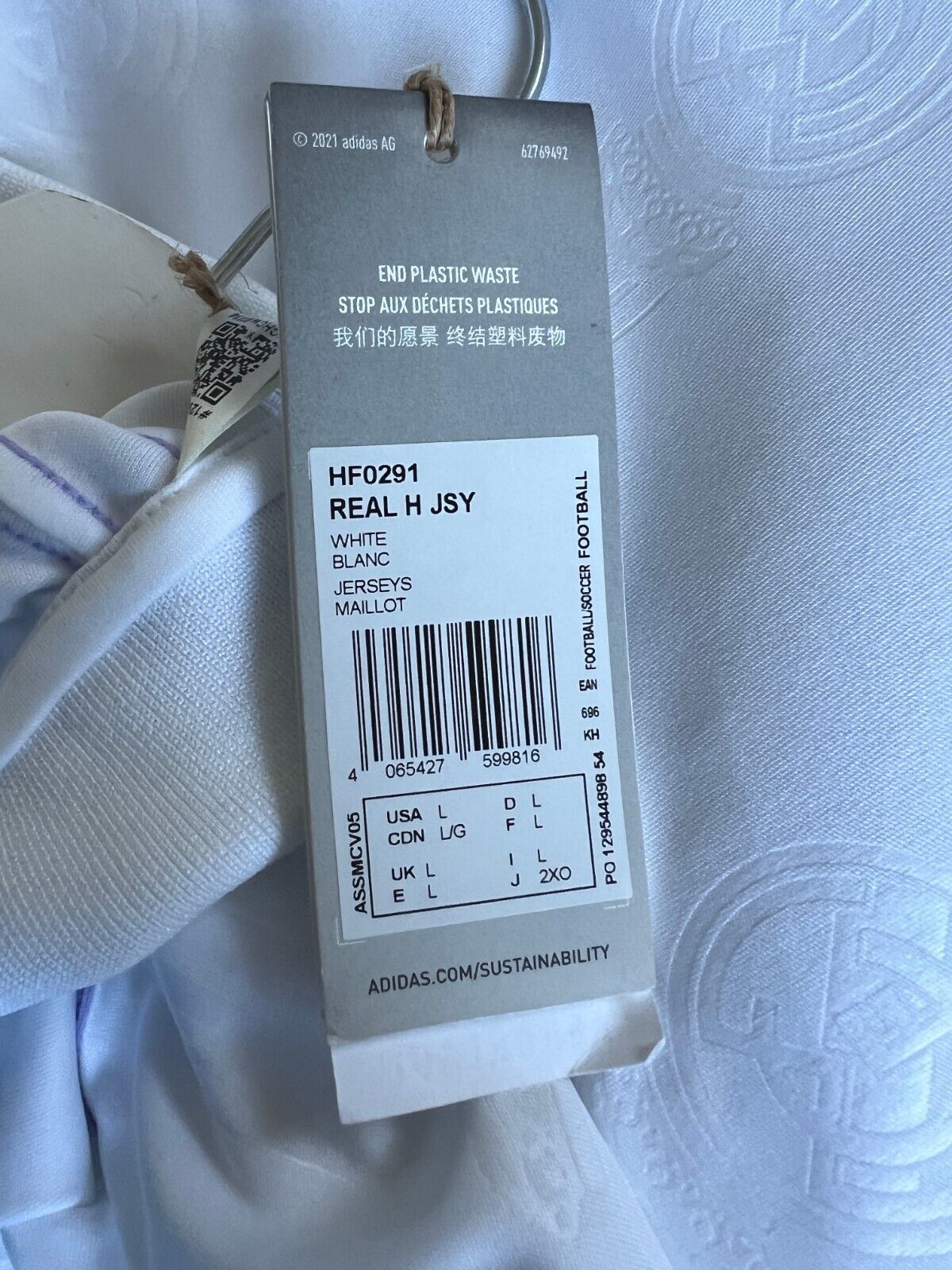 Real Madrid Jersey 22/23 Home Football Soccer Shirt HF0291 Adidas Mens Size L