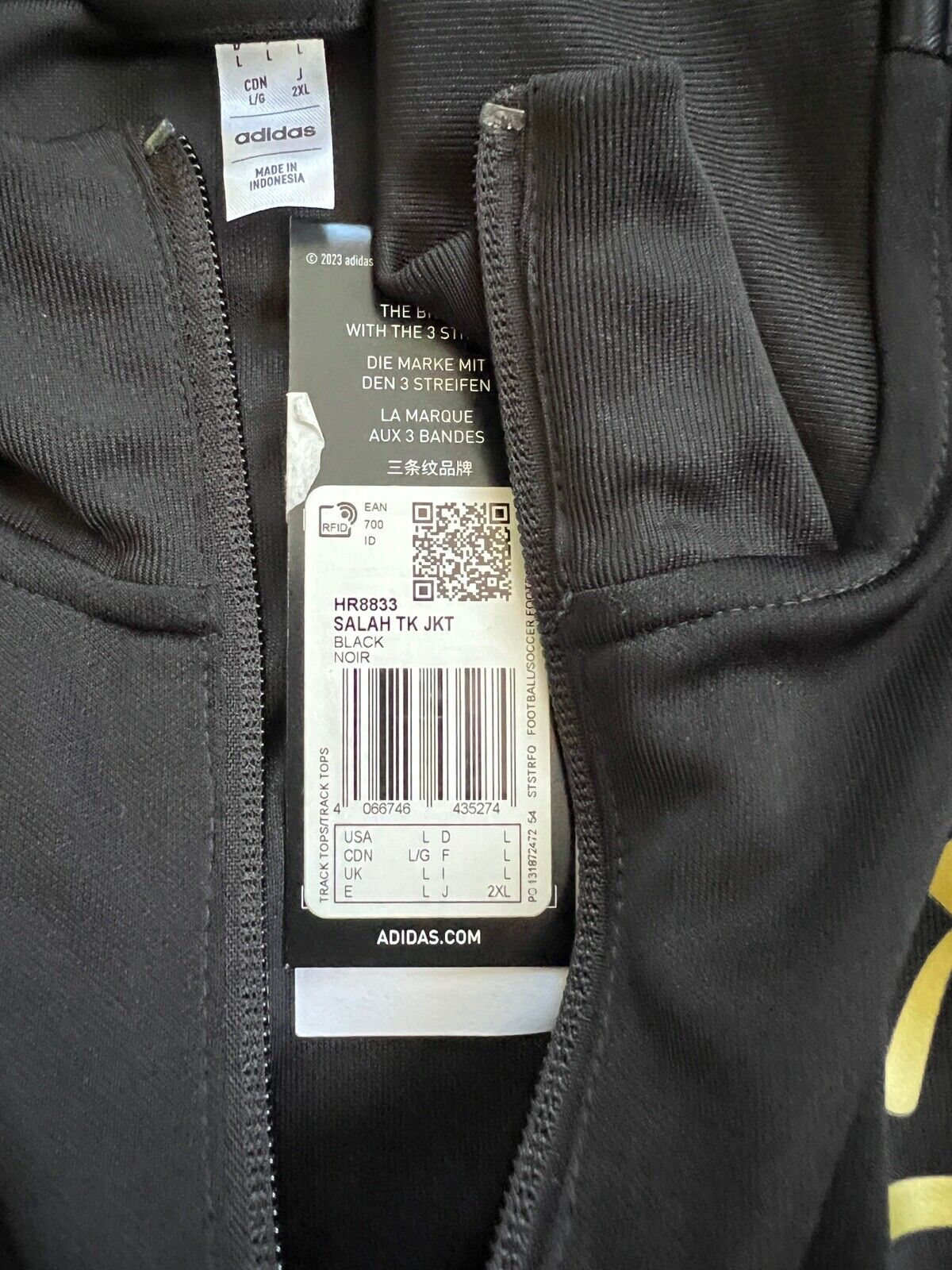Adidas Salah Jacket Black Football Soccer Adidas HR8833 Mens Size L